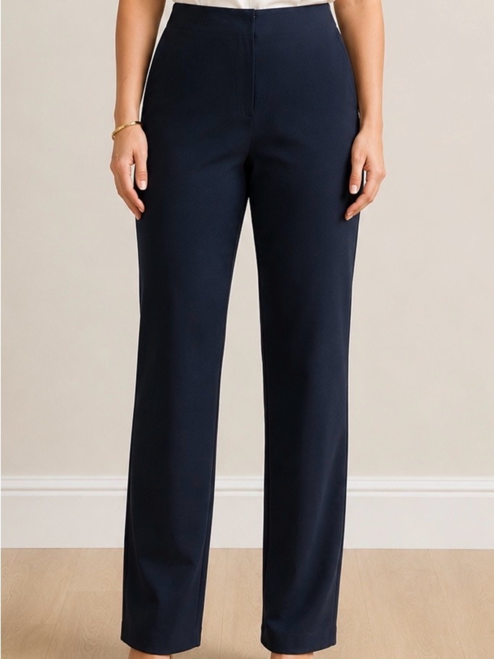 Joseph Ribkoff Black Ponte Crepe Zip Front Stretch Straight Leg Pants Size 10